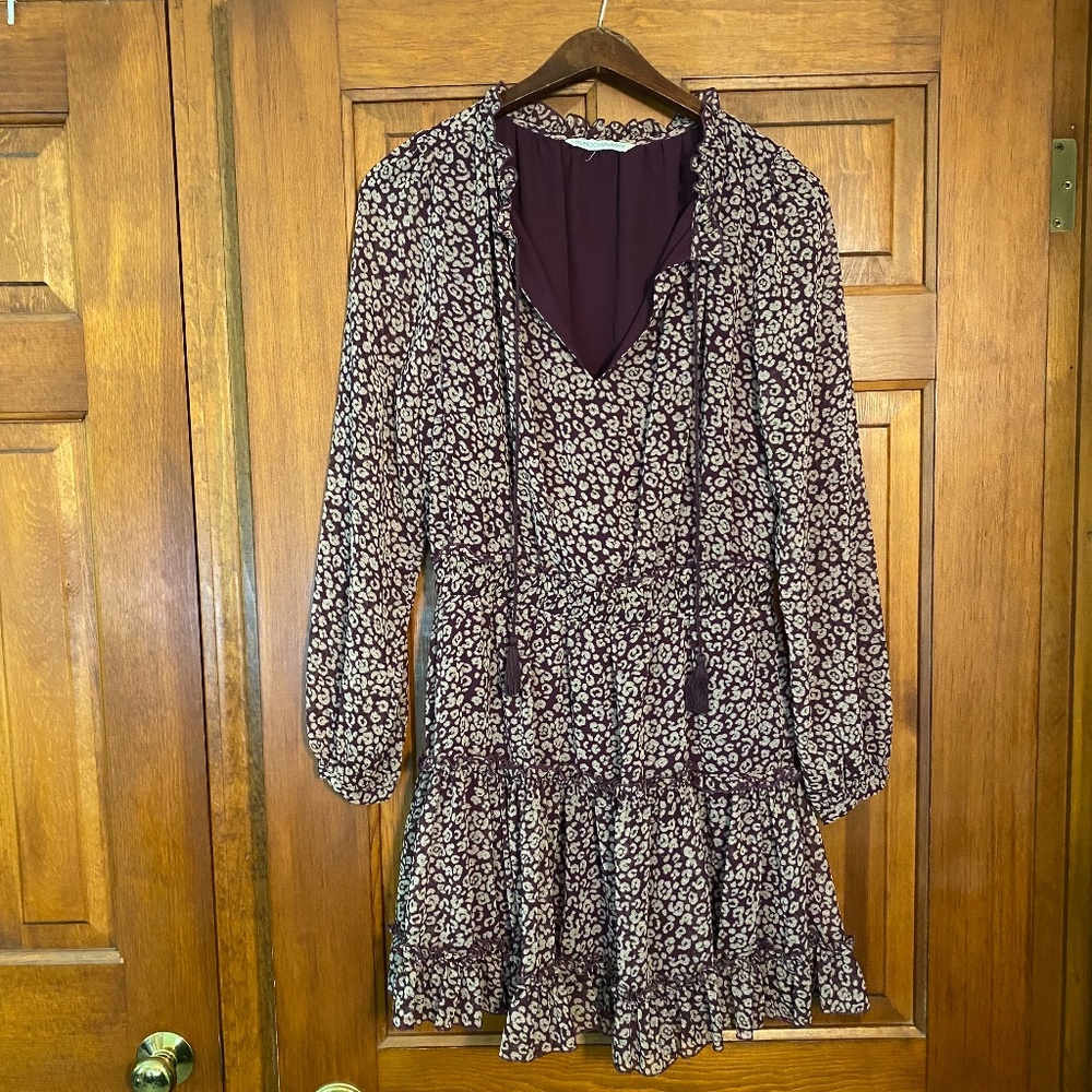 Rebecca Minkoff Ruffled Rosemary Mni Dress in Purple Leopard Print size S - Picture 8 of 16